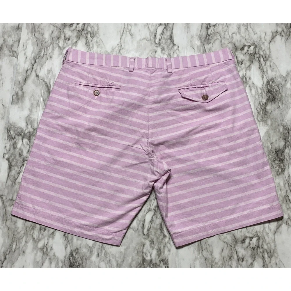 FRENCH CONNECTION Mens Shorts Size 38 Pink Striped Button‎ Fly Chino
